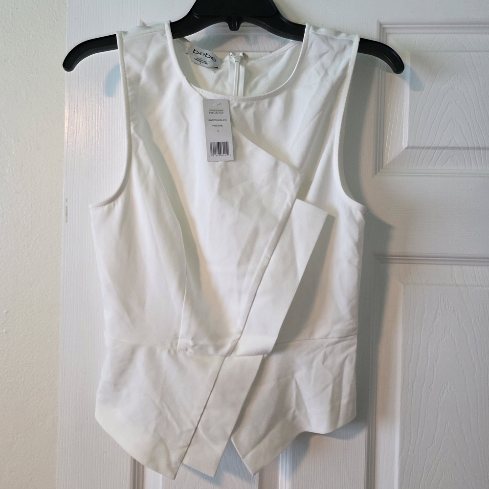 Bebe Elegant White Sleeveless Top